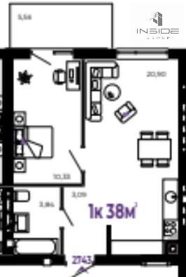 Продаж однокімнатної квартири в ЖК «Долішній»