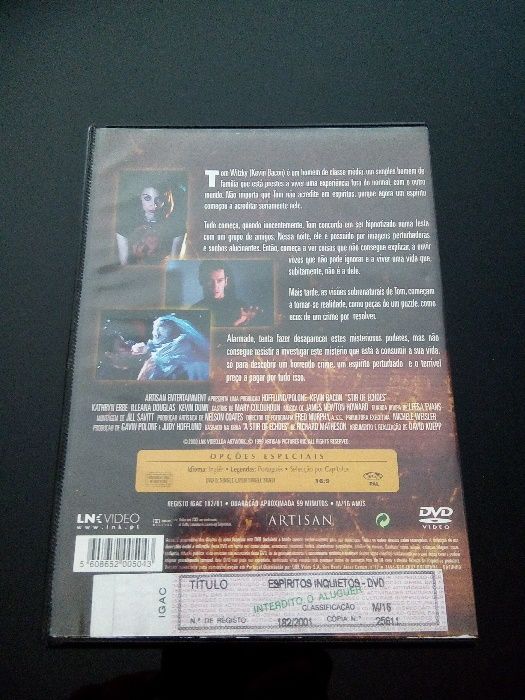 DVD - "Espíritos Inquietos" com Kevin Bacon