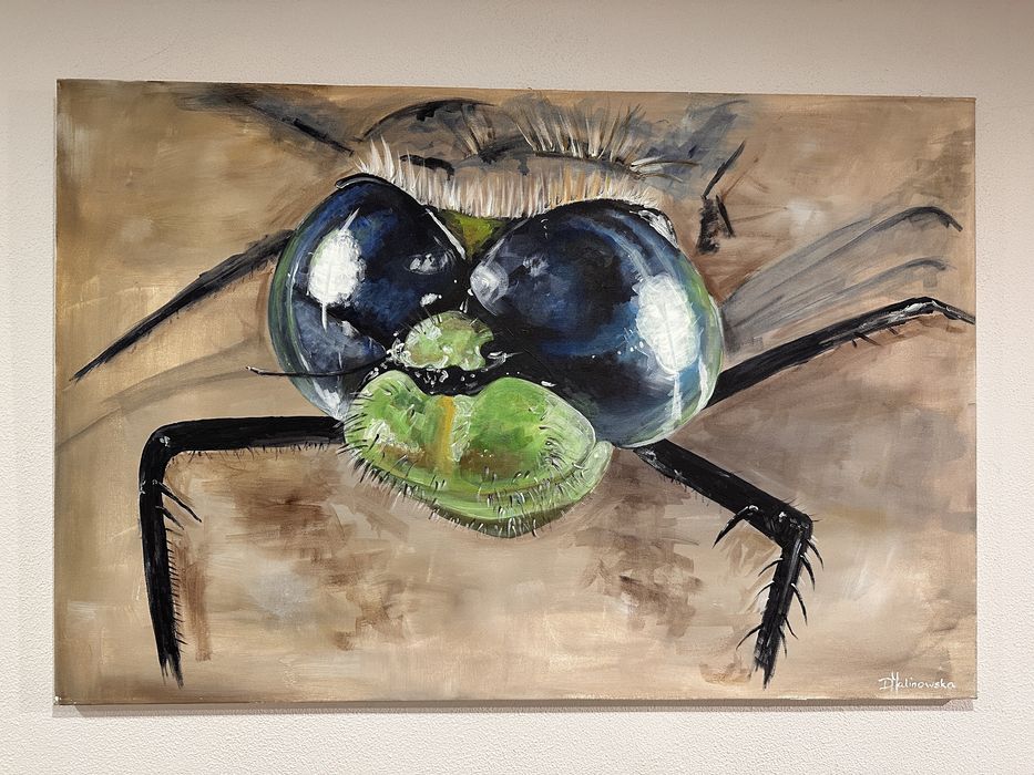 Obraz ważka akryl na płótnie 60x90 rękodzieło
