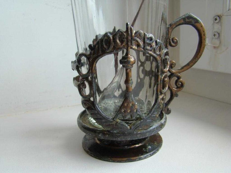 Подстаканник Богдан Хмельницкий и москва, стакан и ложка, МНЦ.