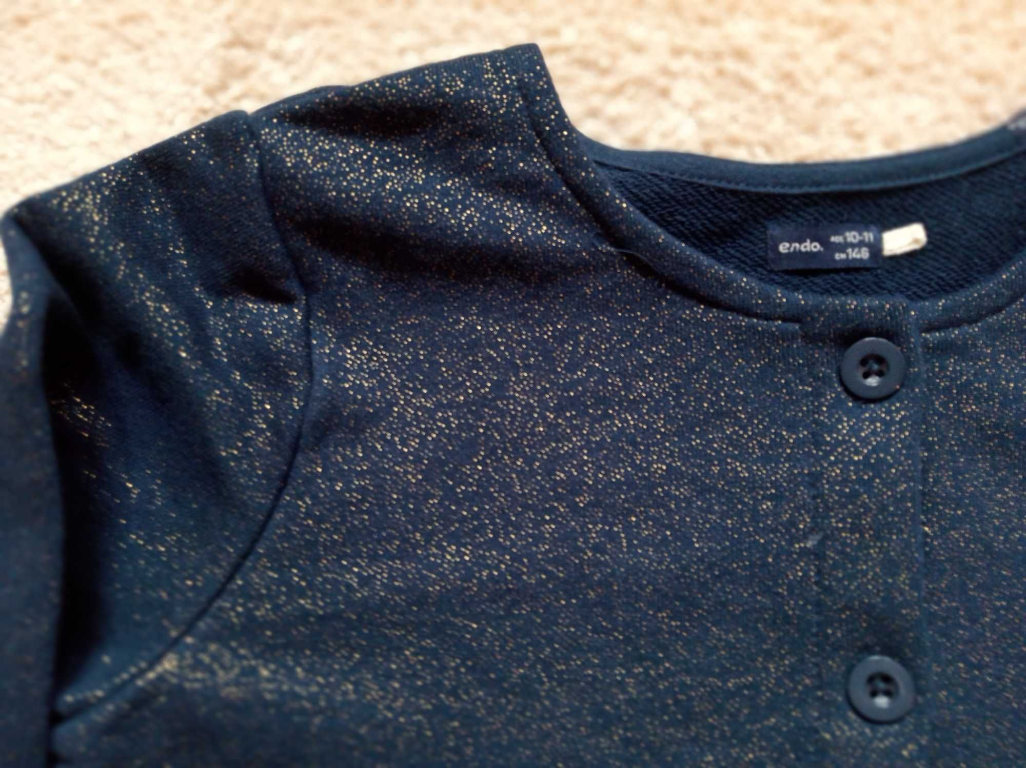 Granatowa bluza/sweterek  z brokatem Endo r.146