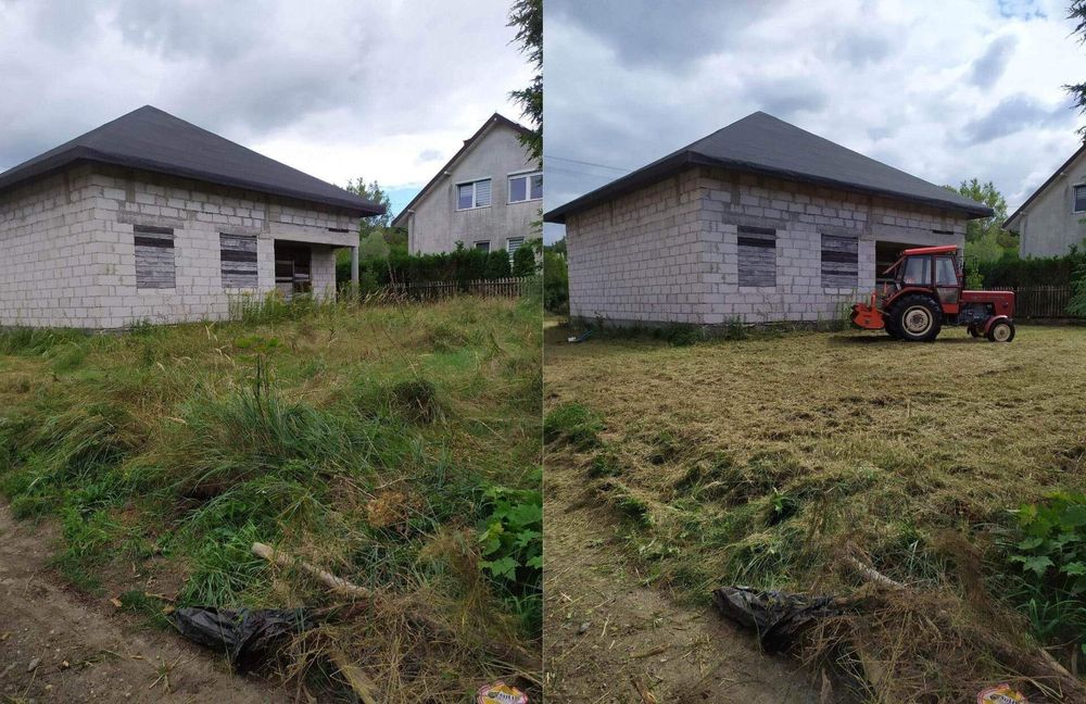 Koszenie kosiarką bijakową nieużytków,trawy działek,łąk,kosa spalinowa