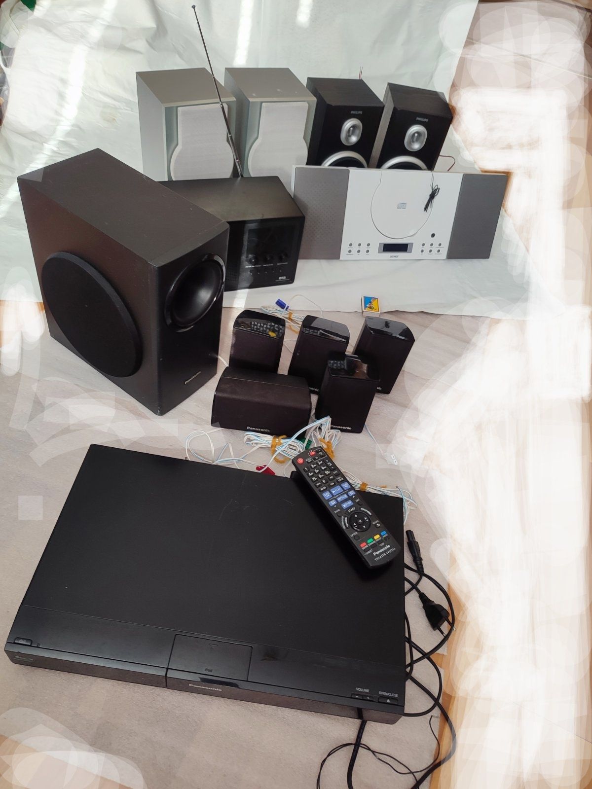 Бумбокс Aiwa CSD-ED76, домашний кинотеатр Panasonic SA-BTT350