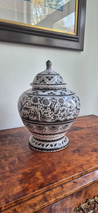 DUŻY ceramiczny wazon amfora ręcznie malowany Portugalia Berardos