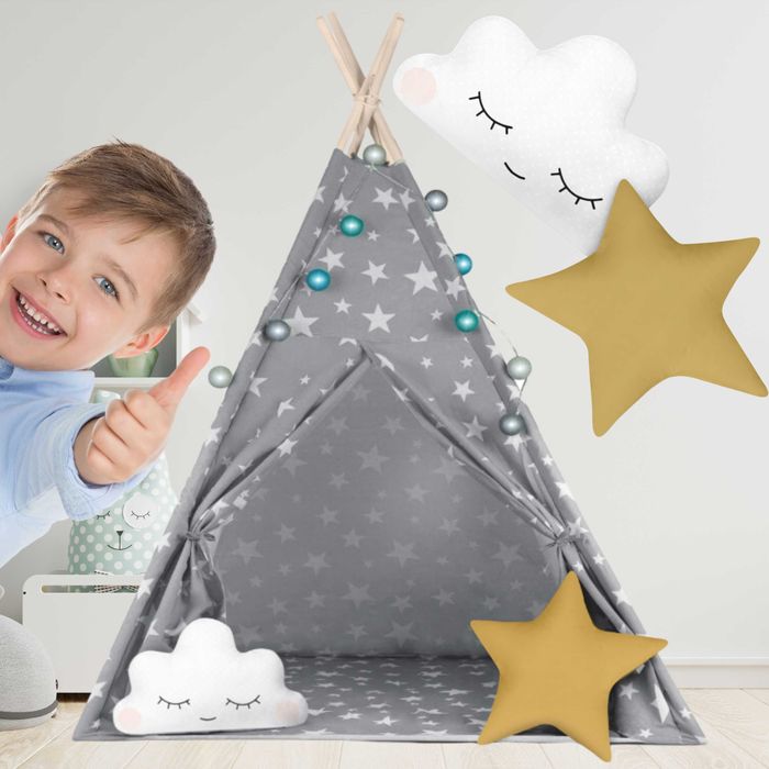 OKAZJA namiot tipi dla dzieci ze światełkami + poduszki + pokrowiec