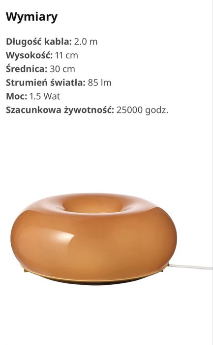 Lampa DONUT VARMBLIXT szklana pomarańczowa