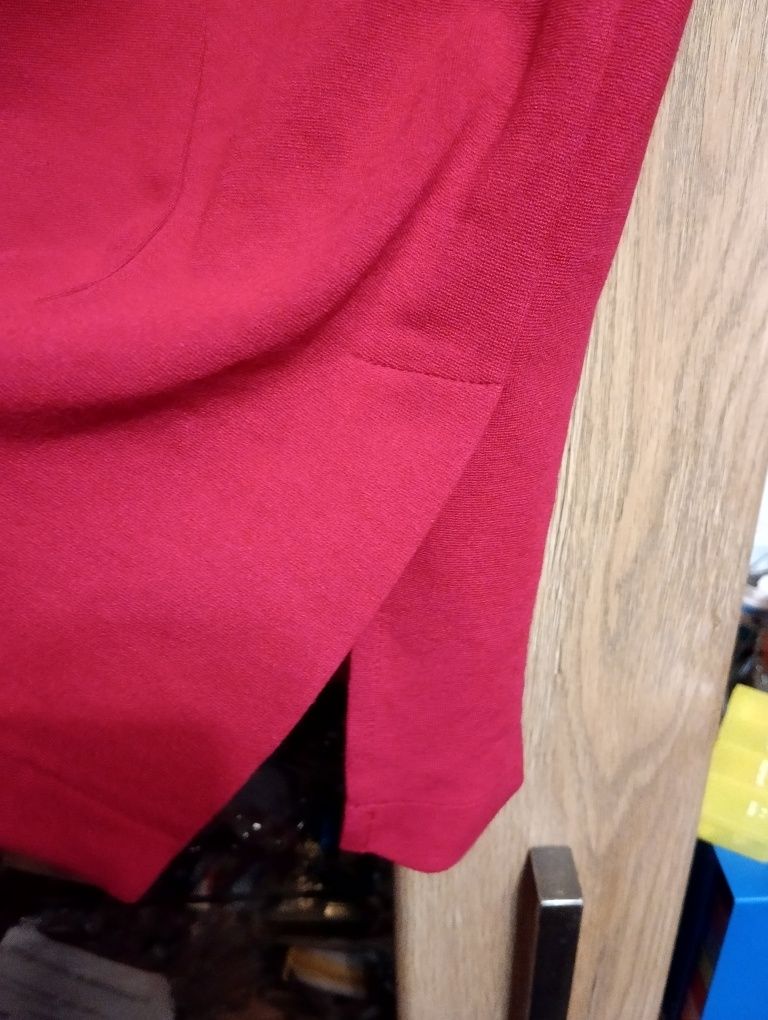 Czerwona dzianinowa spódnica w gumkę lycra M L
