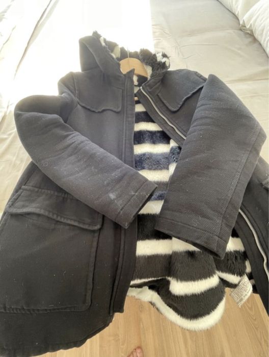 Casaco Sobretudo Zara Preto Zebra senhora M