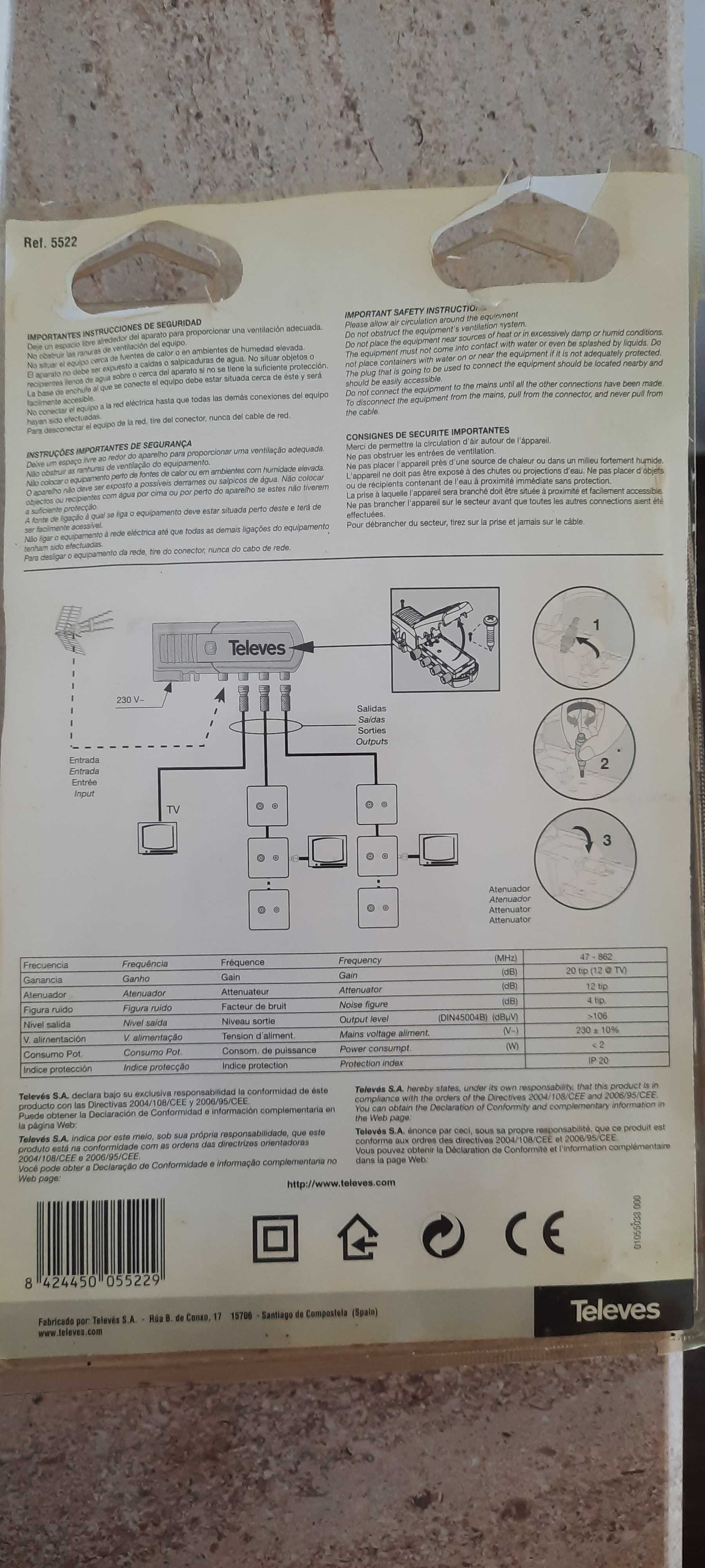 Televes Amplificador TV Para Casas TDT 2 Geração