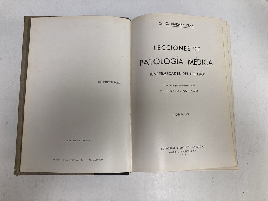2 Livros antigos Lecciones de Patología Médica de Dr. C. Jimenez Diaz