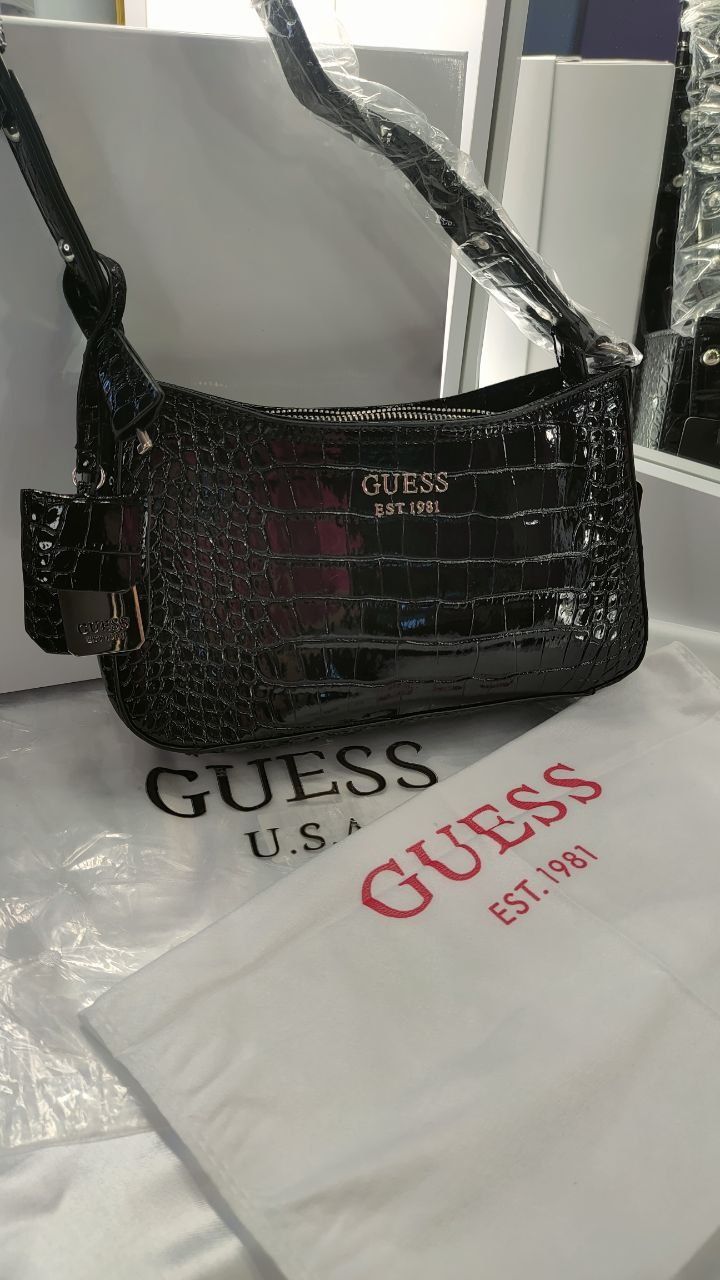 Сумка Guess  багет. Сумка гуес в стилі crocodile
