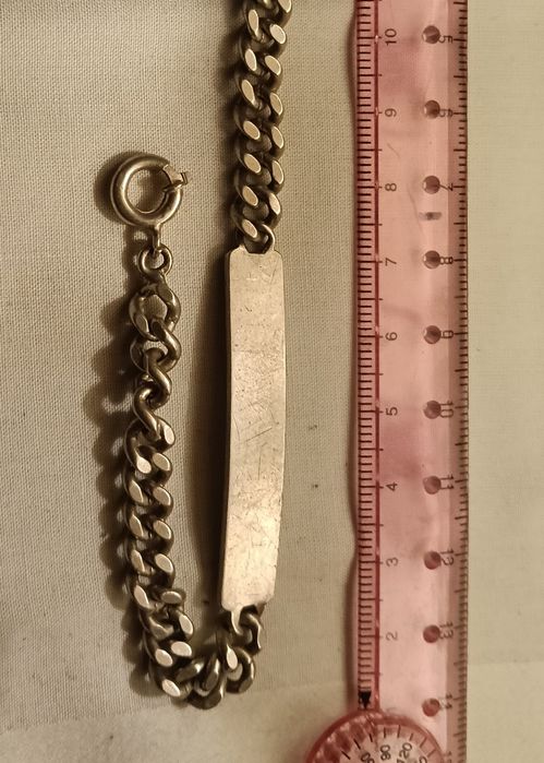 Pulseira antiga de prata com chapa