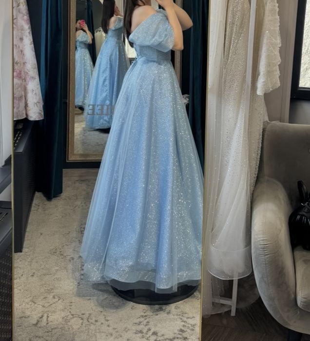 Сукня Принцеси LA MARIEE | Блакитний Глітер | Трансформер Рукава