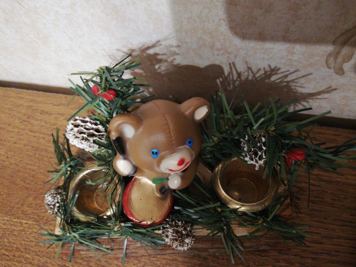 Подсвечник новогодний мишка