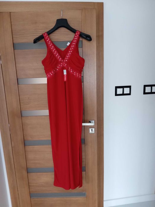 Sukienka długa czerwona na sylwestra / studniówkę 42 / XL