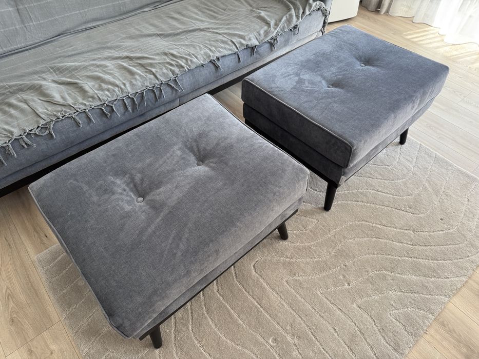 2 szt.! Scandicsofa Puf Podnóżek Klematisar Steel / szary czarna rama