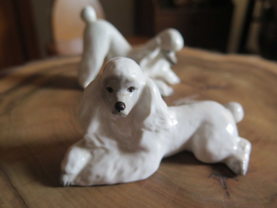 Figurka porcelanowa - pudel z rosyjskiego Zakładu Łomonosow