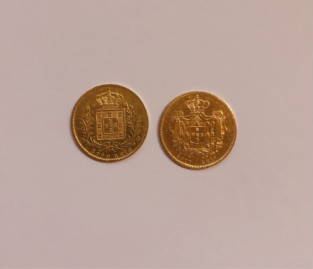 Moedas de 2000 Réis em ouro (Dom Pedro e Dom Luís)