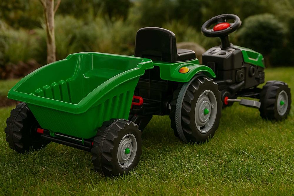 SOLIDNY PILSAN Traktor na pedały z przyczepką