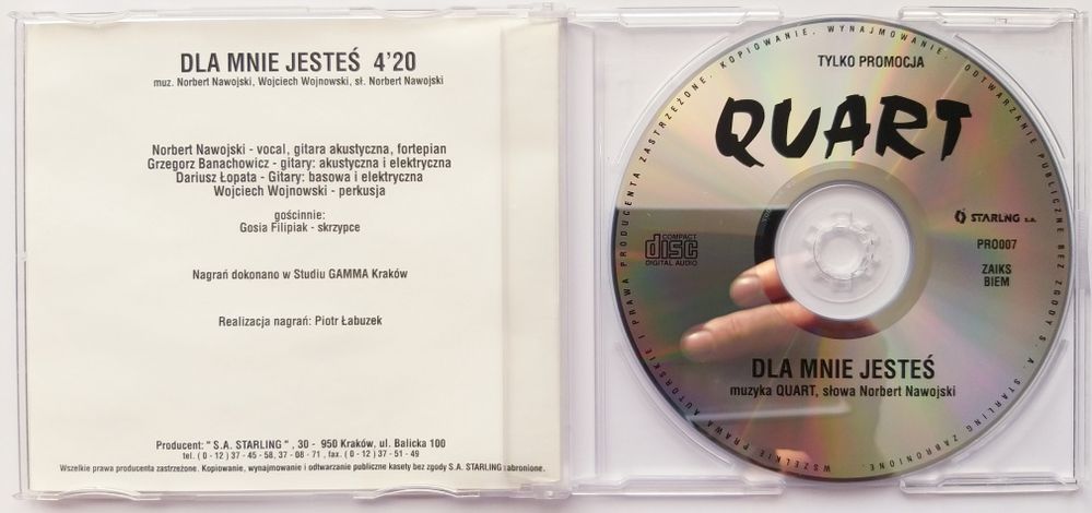 CDs Quart Dla Mnie Jesteś 1995r