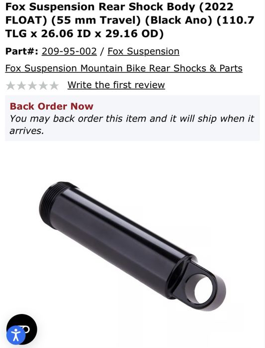 Fox Float X Shock Body  209-95-002(шток, корпус)