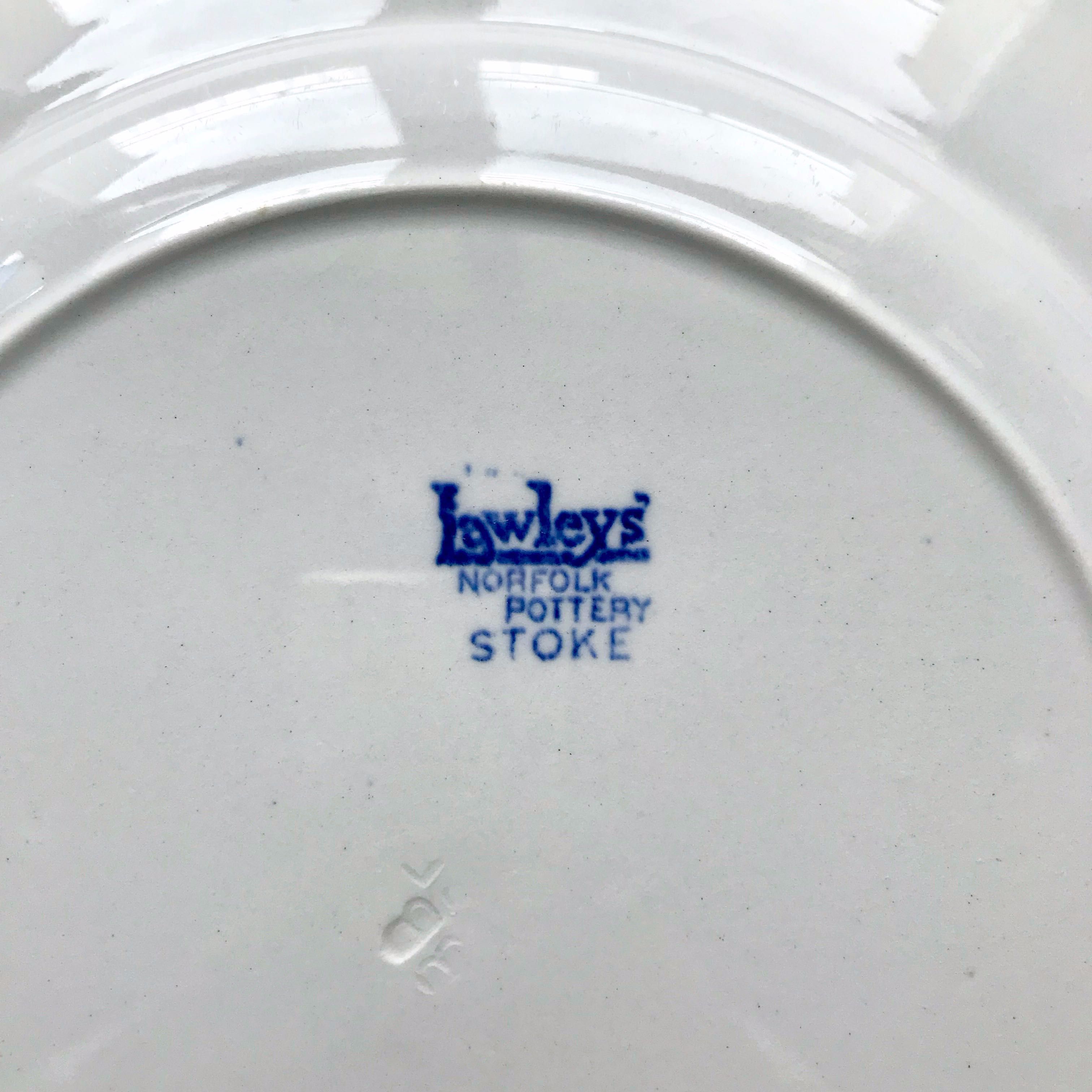 Talerz Norfolk Pottery Stoke for Lawleys, lata 30., przedwojenny, paw
