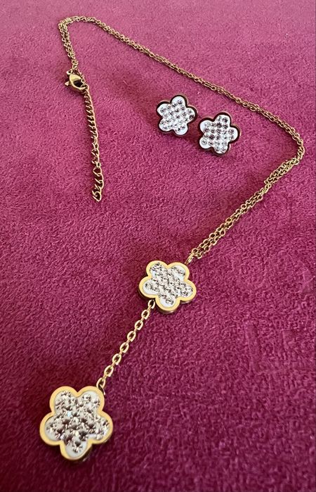 Conjunto fio e brincos em aço inoxidável