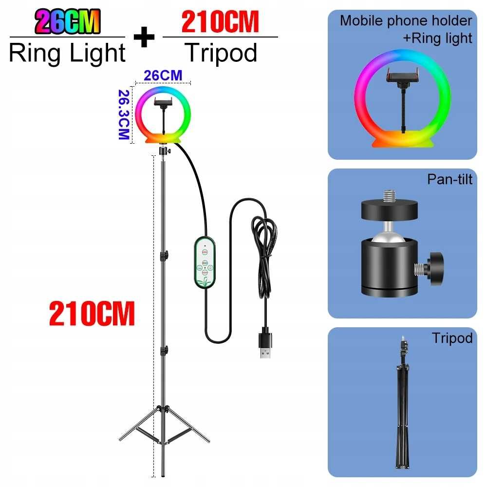 RGB LED Selfie Light 5V Fill Lamp Ring Light With Tripod USB Round