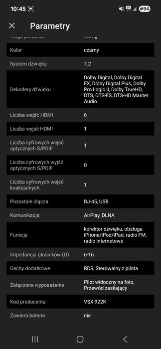 Amplituner pioner vsx-922k