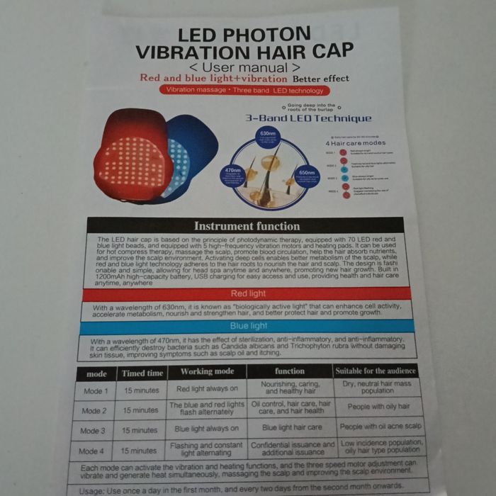 Czapka z światłem Led oraz wibracjami