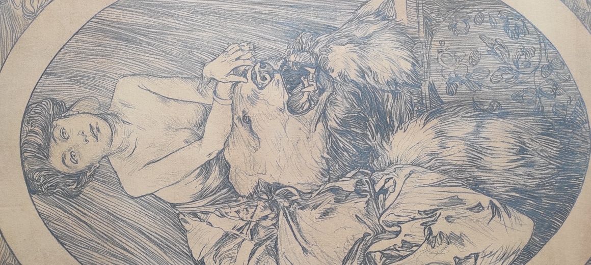 Alfons Mucha duży plakat ołówek szkic