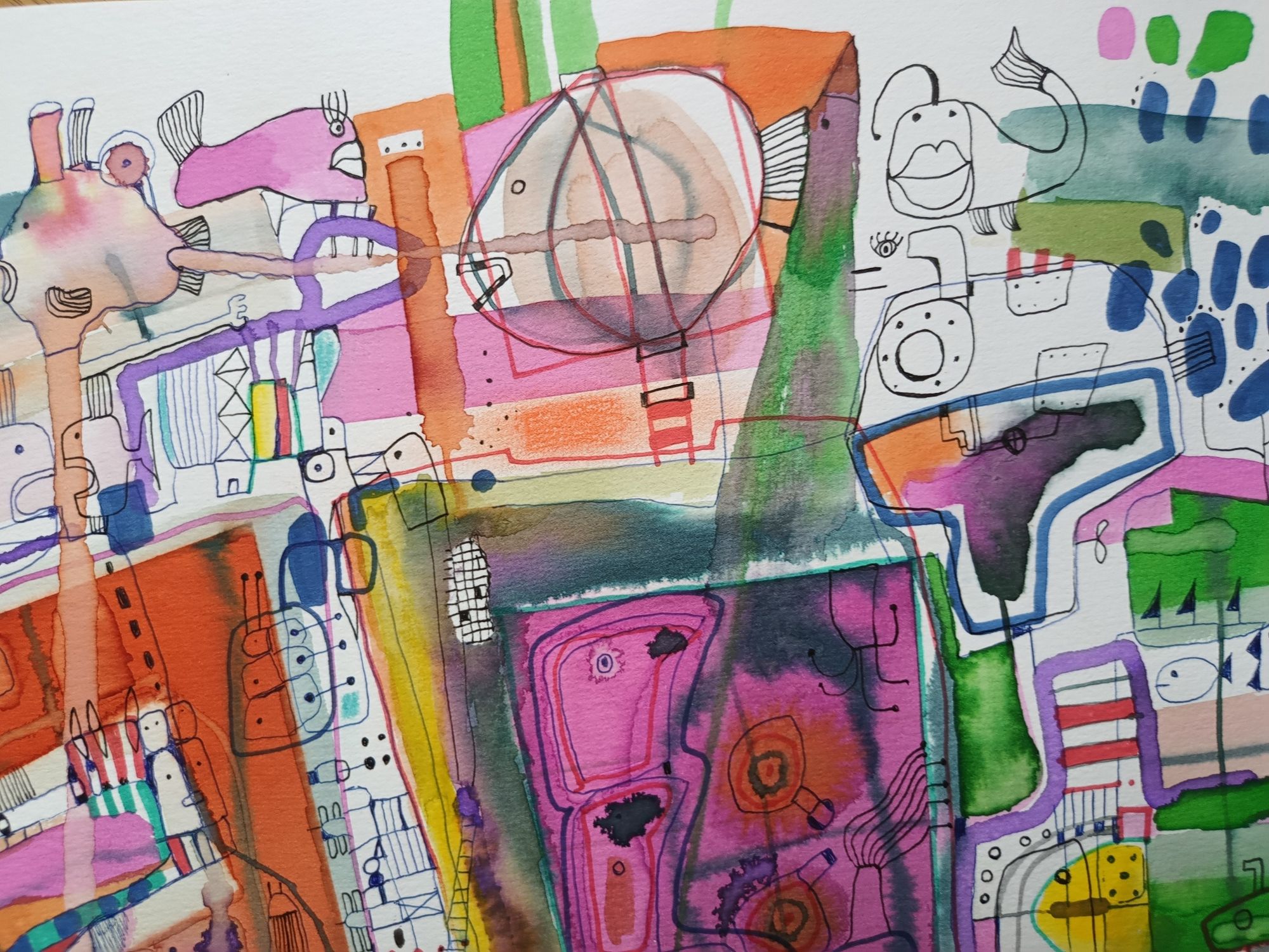 Obraz akwarelowy, akwarela, abstrakcja, praca autorska, format A2