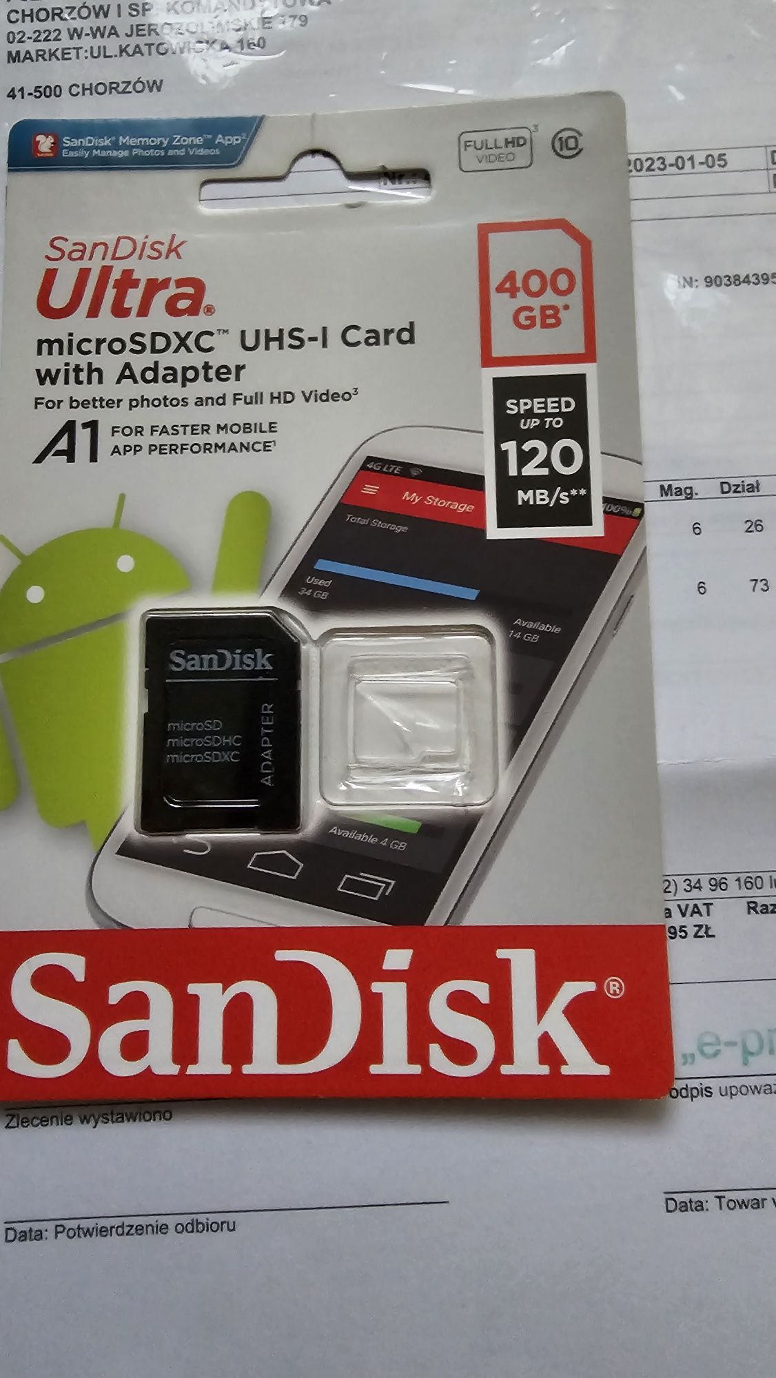 Karta SanDisk microSD 400gb + 10 lat gwar switch foto