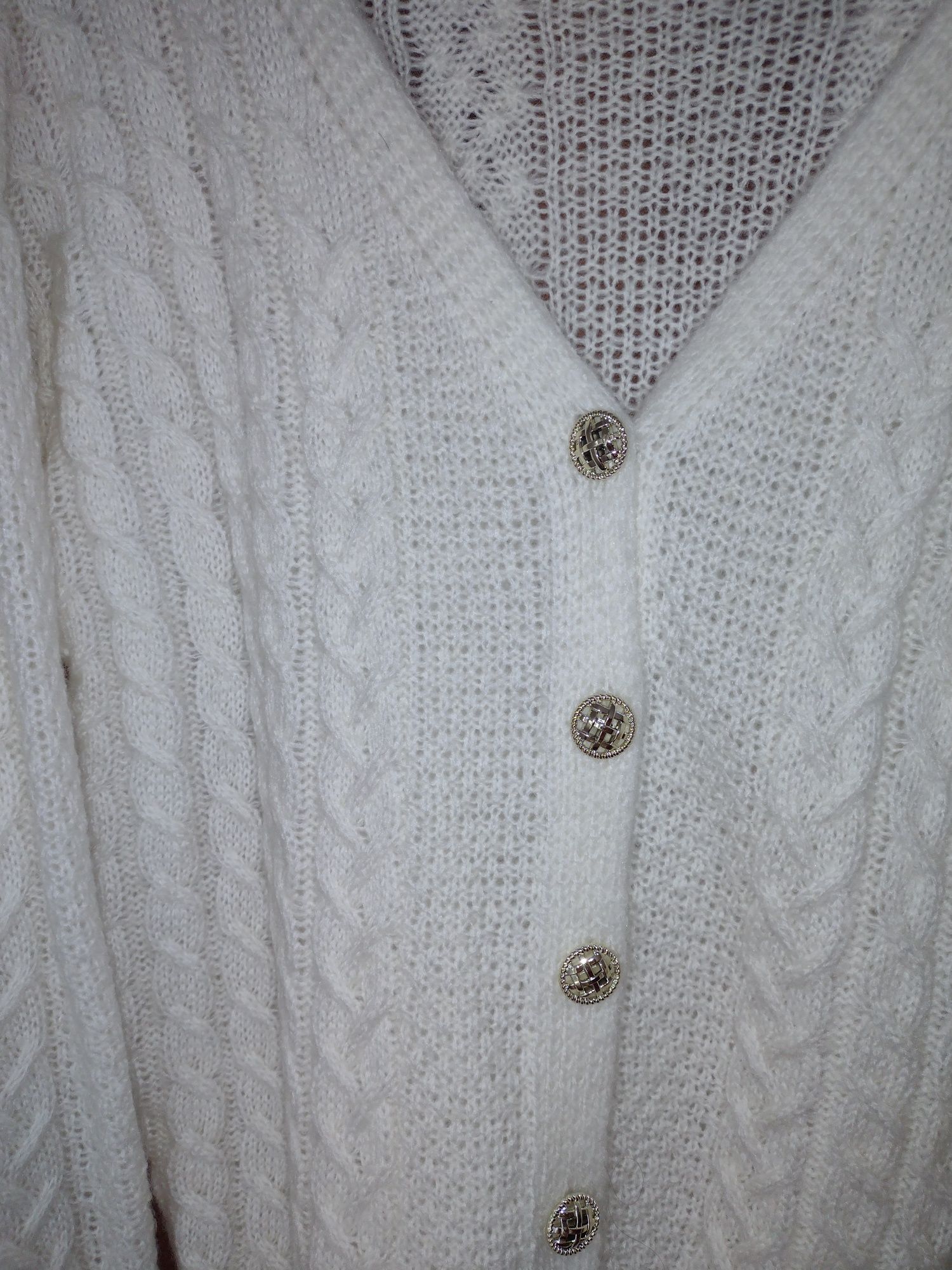 Sweterek żakardowy, biały,  164-170, nowy