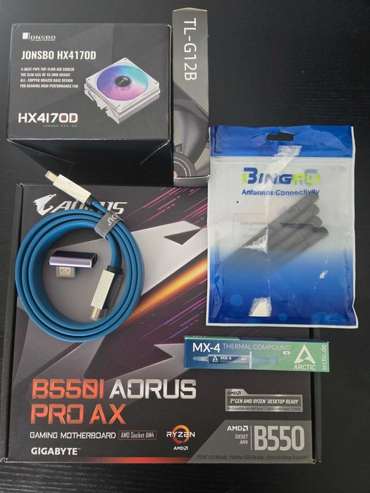 Conjunto de Motherboard ITX AM4 + CPU Cooler + Pasta Térmica + Extras