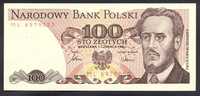 Banknot Polska PRL 100 zł z 1986 r stan UNC