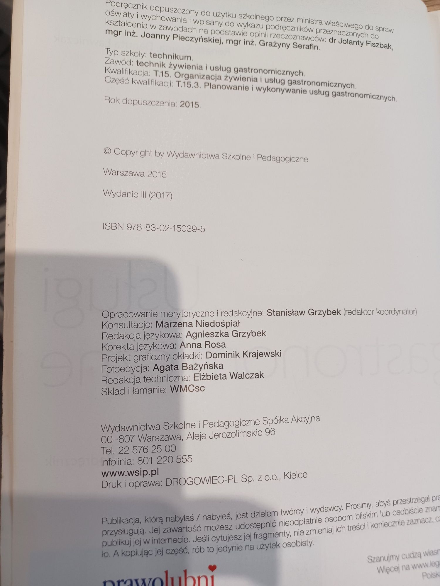 Podręcznik Usługi gastronomiczne