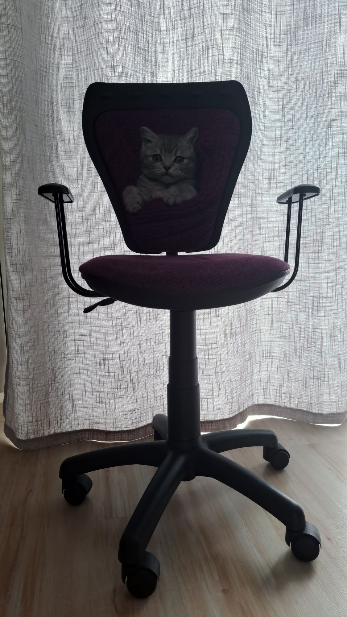 Krzesło biurowe ze wzorem kota