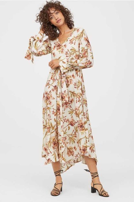 Vestido comprido assimétrico padrão floral da H&M T:40 Novo c/etiqueta