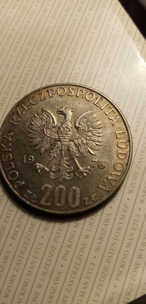 Srebrna moneta. . 200zl. Igrzyska XXI Olimpiady.