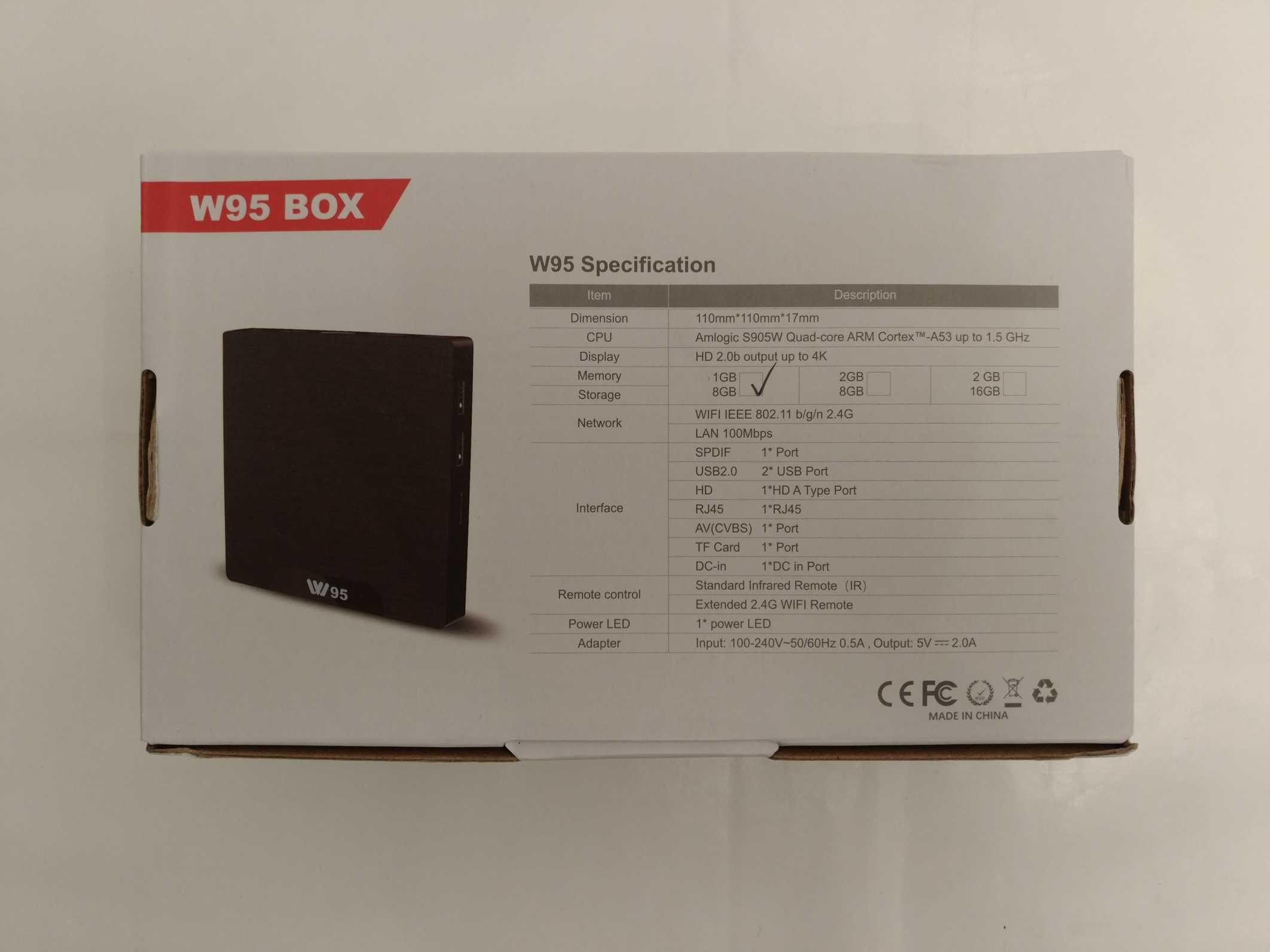 TV Box Android W95 S905W 1GB Ram 8GB Rom