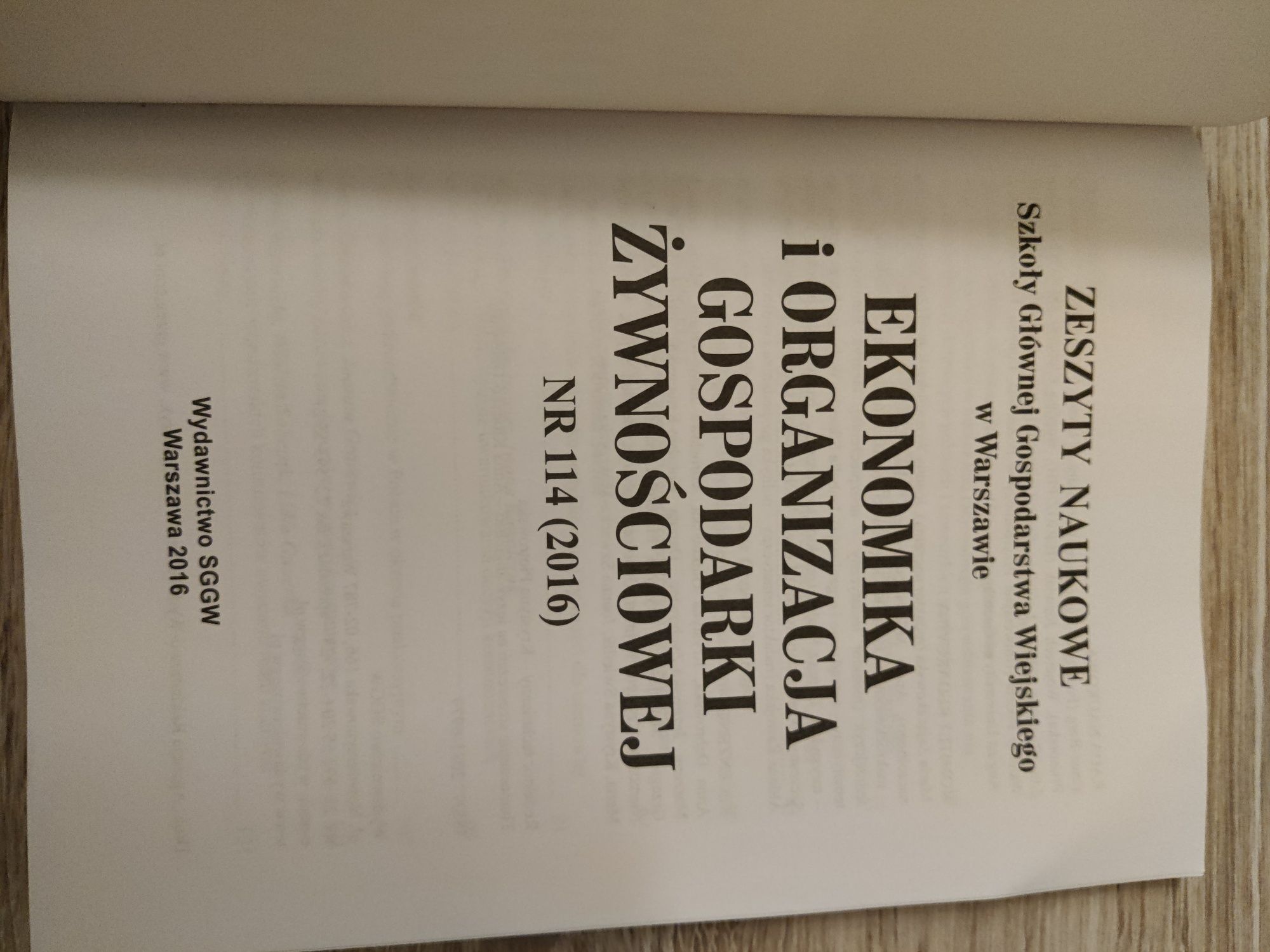 Ekonomika i organizacja gospodarki żywnościowej Zeszyty naukowe SGGW