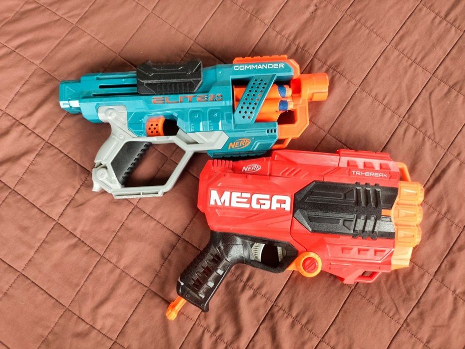 бластеры nerf mega tri break и nerf elite 2.0