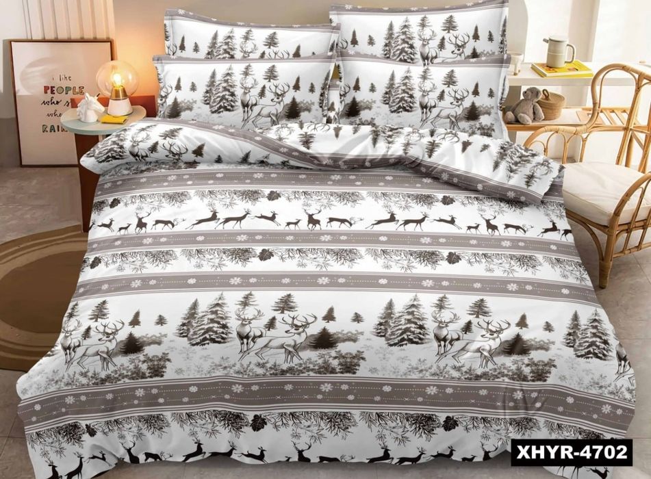 Новорічна тепла постільна білизна, 100% бавовна, фланель/байка лише в