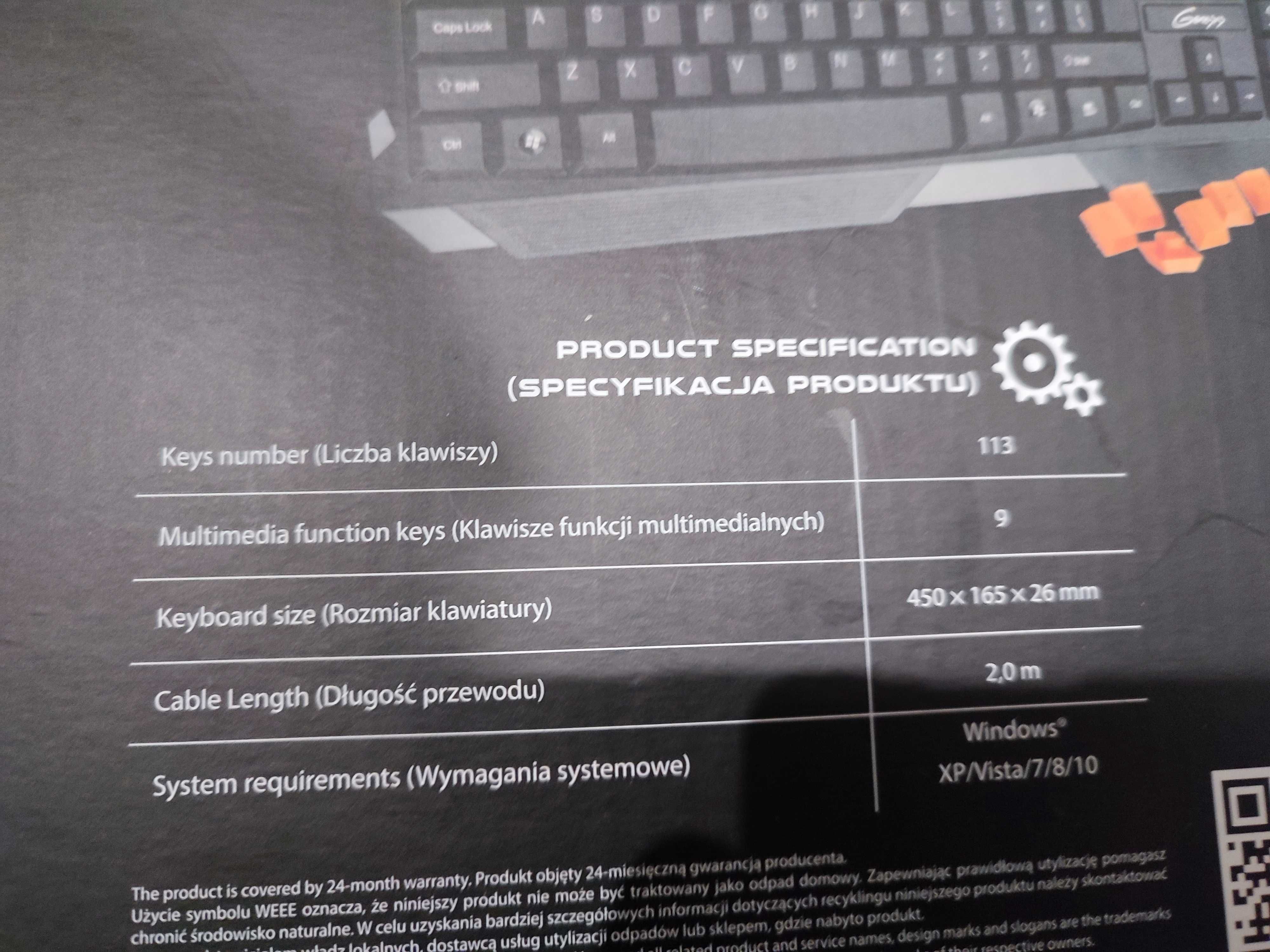 Natec Genesis R33 klawiatura multimedialna