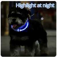 Светодиодный ошейник для собак с подсветкой, перезаряжаемый через USB,