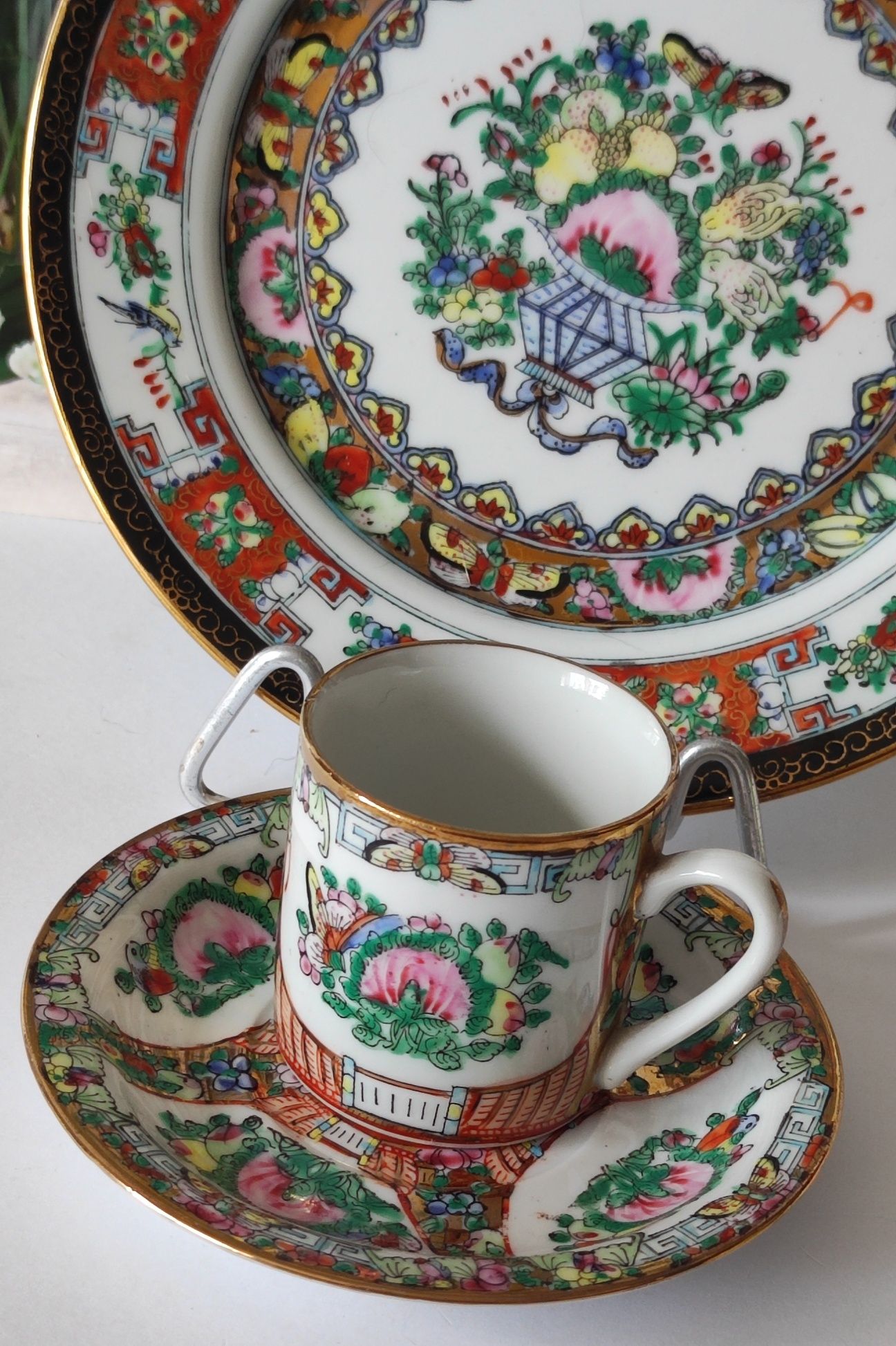 Piękna stara porcelana trio chińskie