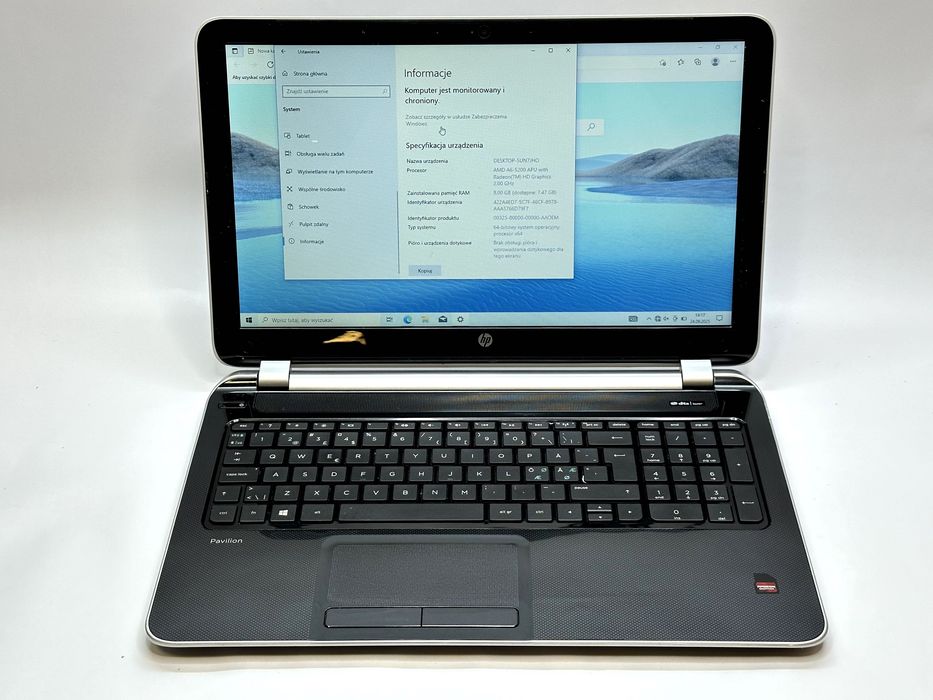 71/ laptop hp pavilion 15,6'' AMD A6-5200U /8GB ram / 240gb ssd