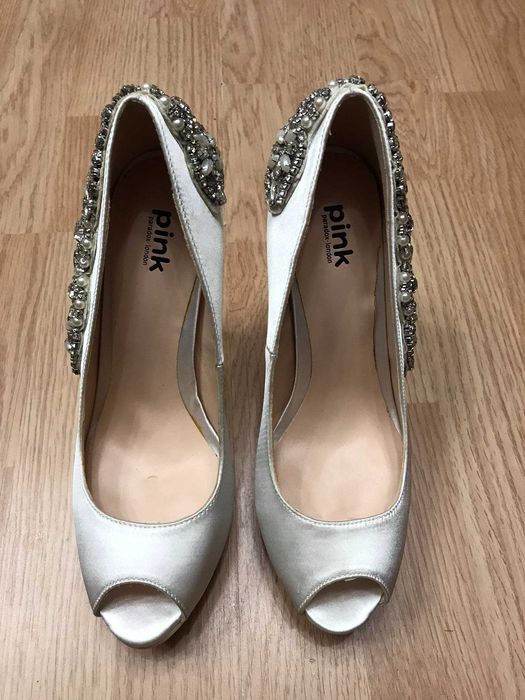 Туфли белые Pink стразы жемчуг свадебные р.37,5/38 ст.25/24,5см