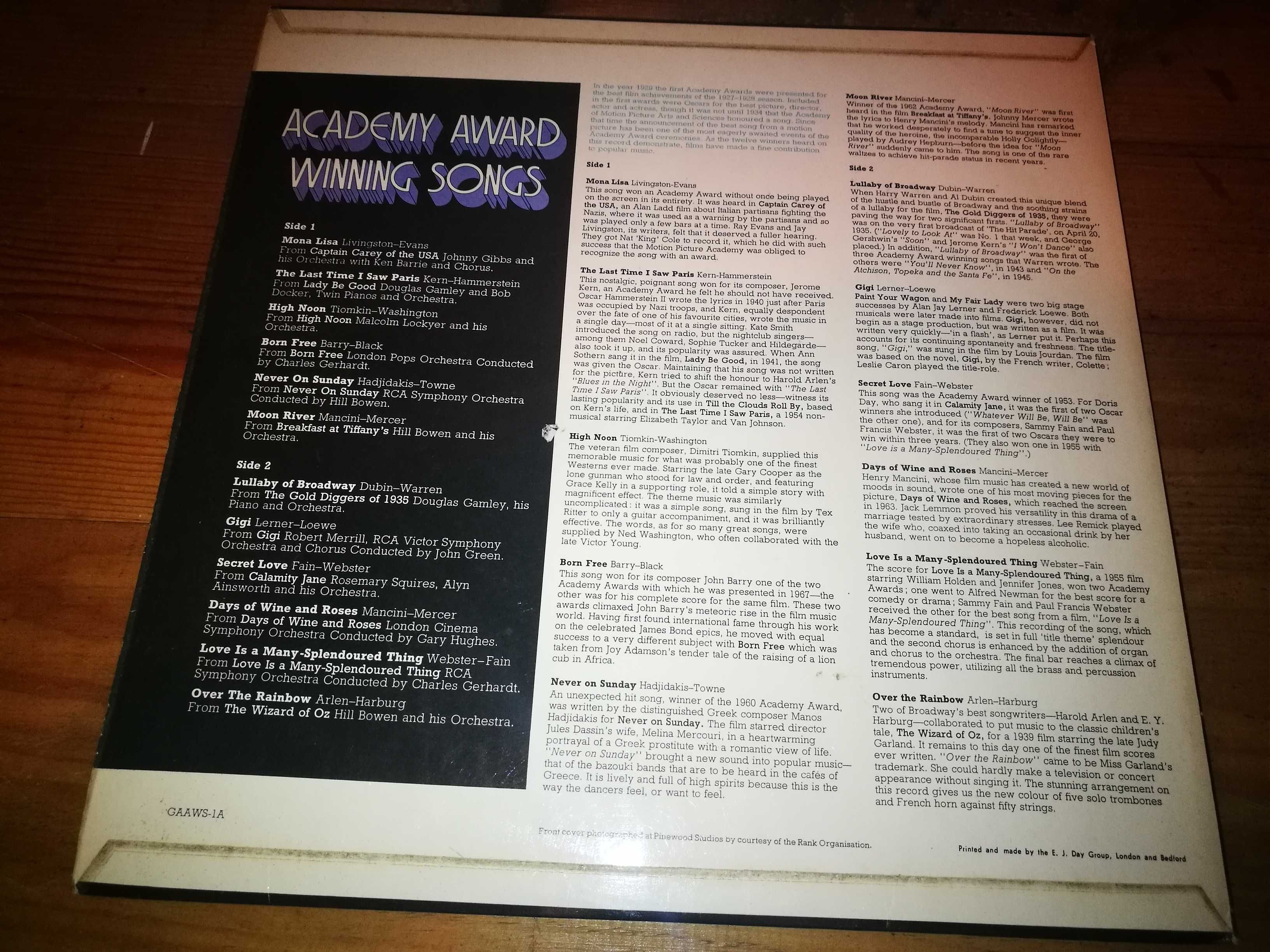 VÁRIOS - Academy Award Winning Songs LP